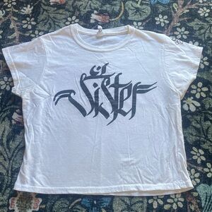 hannah pixie snow ‘sister’ sanskrit crop top